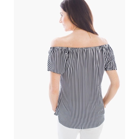 CHICOS Womens Top Shoulder Striped Blouse NWT - Picture 4 of 11